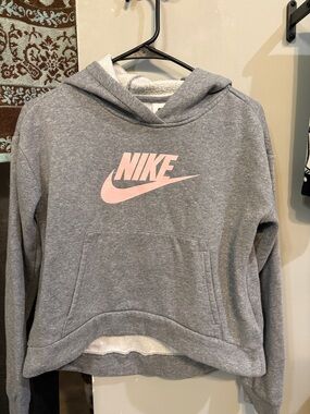 Nike Grey Hoodie with Pink Swoosh